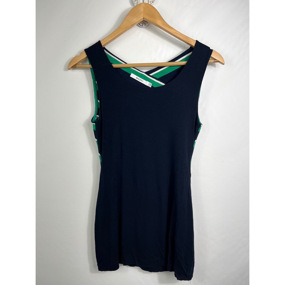 Bailey 44 Navy Blue Striped Criss Cross Back Cut Out Tank Top XS 404-B275